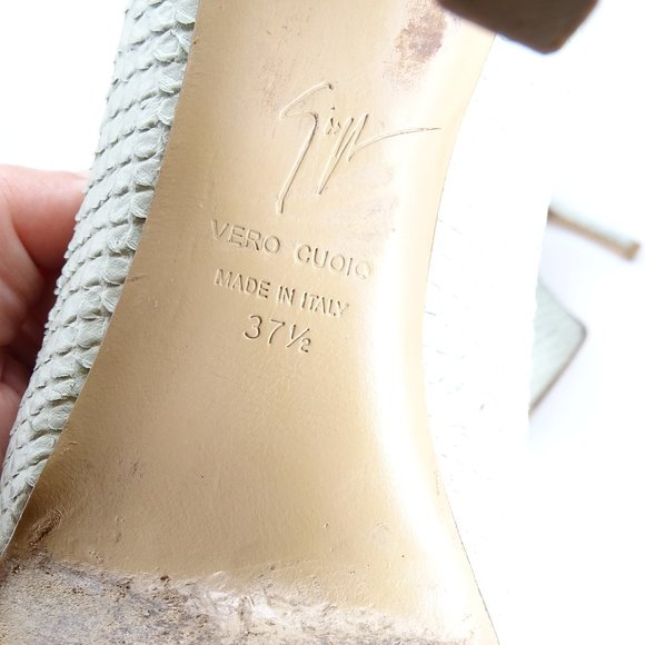 Giuseppe Zanotti  Leather Snakeskin Peep Toe Pumps - Picture 10 of 14